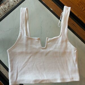 Zara White Ribbed Tank Top
